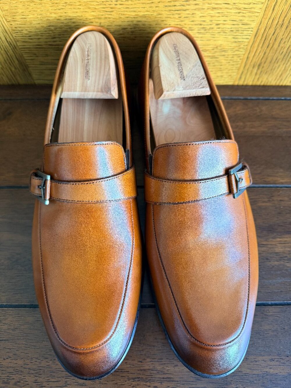 Granby Cognac Leather Monk Strap, 10 1/2 MED